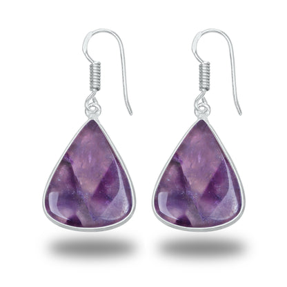 Amethyst Earrings - Minimalistic, Assorted Shapes, Wholesale, Silver-Overlay
