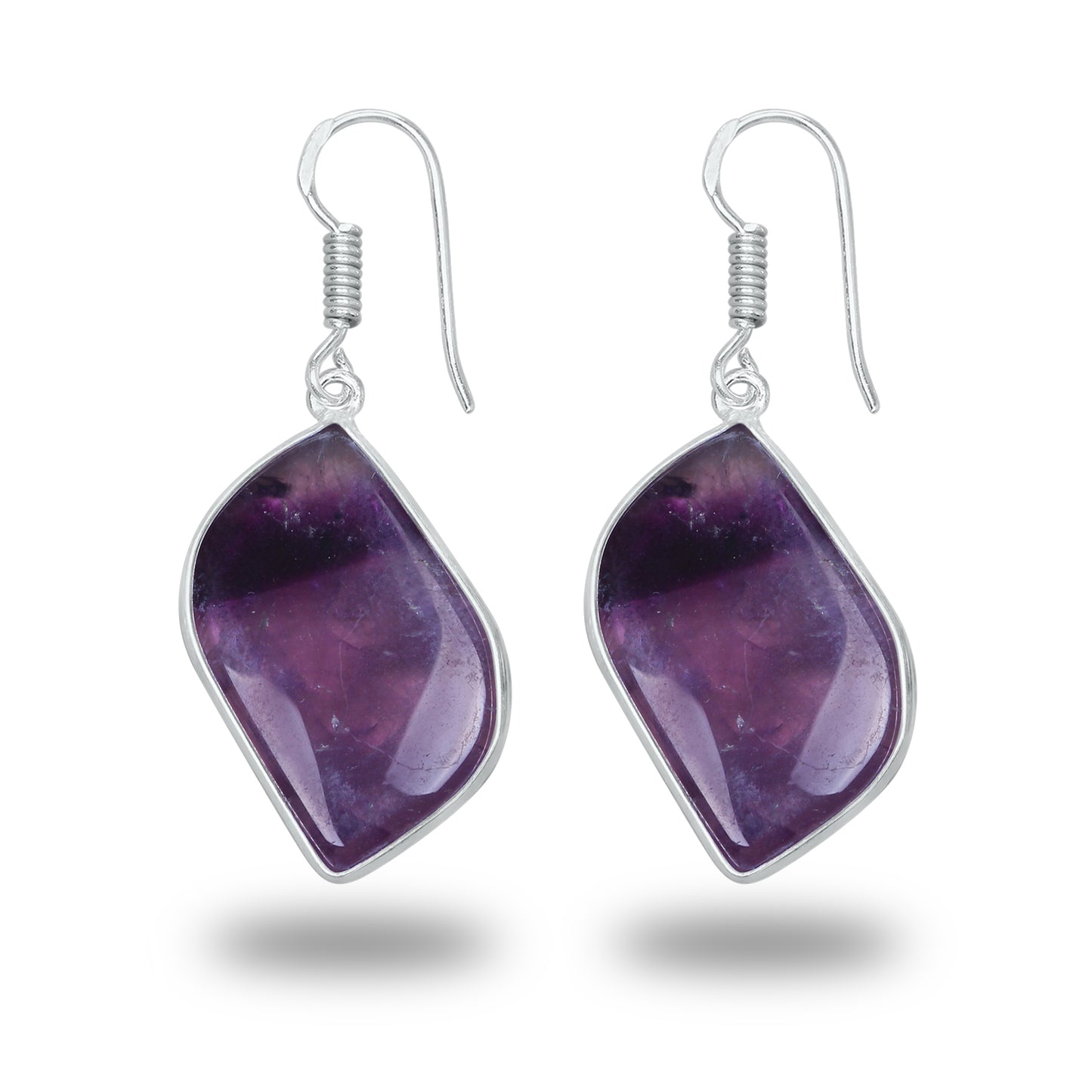 Amethyst Earrings - Minimalistic, Assorted Shapes, Wholesale, Silver-Overlay