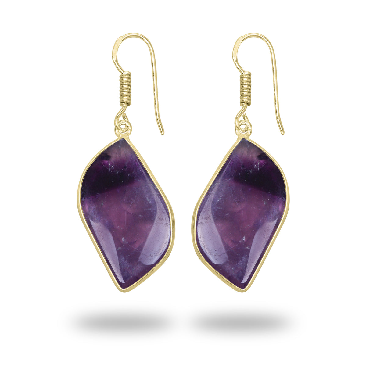 Amethyst Earrings – 18K Gold-Plated Bezel, Handmade Minimal Design | Made to Order