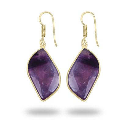 Amethyst Earrings – 18K Gold-Plated Bezel, Handmade Minimal Design | Made to Order