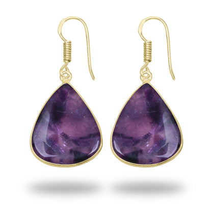 Amethyst Earrings – 18K Gold-Plated Bezel, Handmade Minimal Design | Made to Order