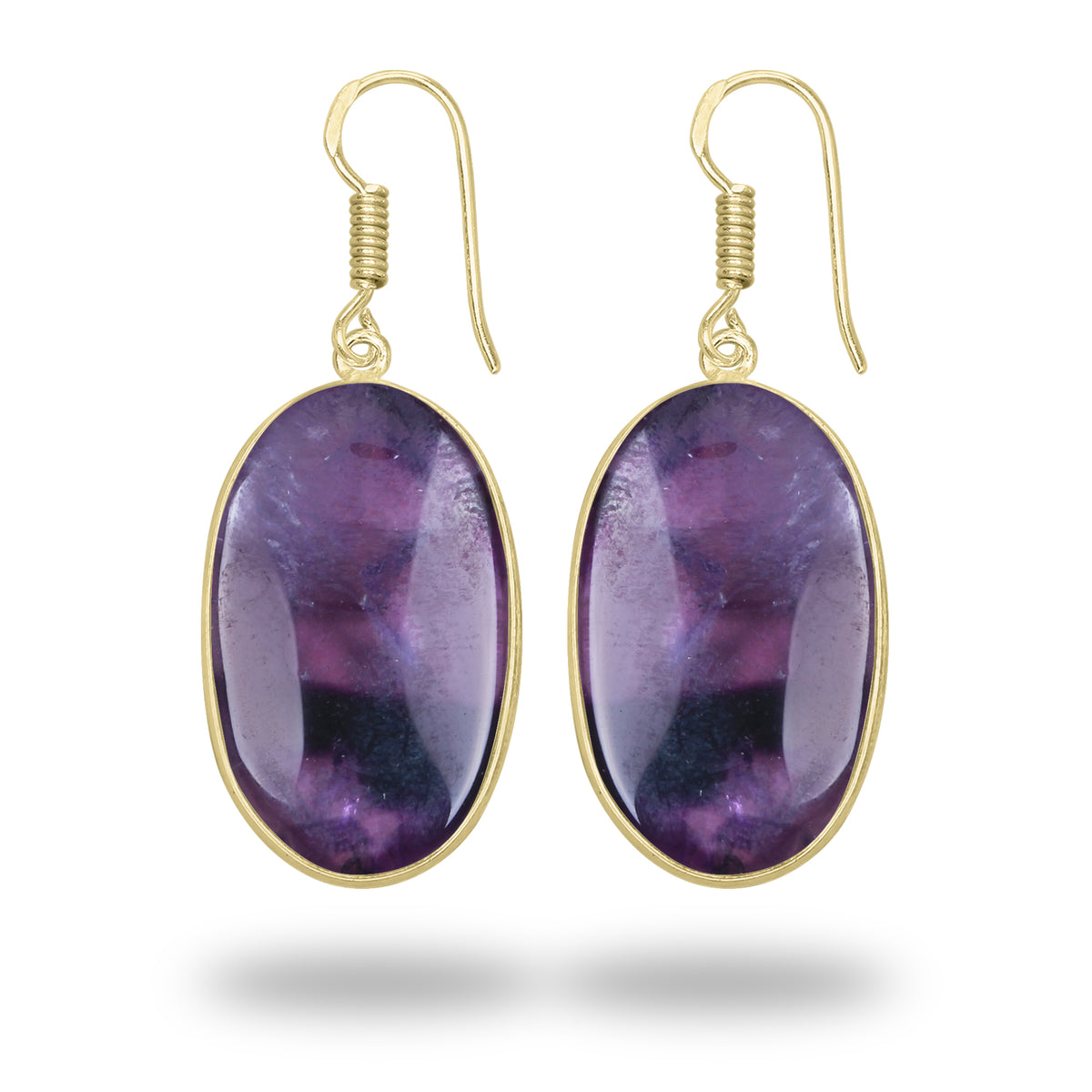Amethyst Earrings – 18K Gold-Plated Bezel, Handmade Minimal Design | Made to Order