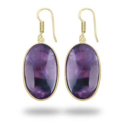 Amethyst Earrings – 18K Gold-Plated Bezel, Handmade Minimal Design | Made to Order