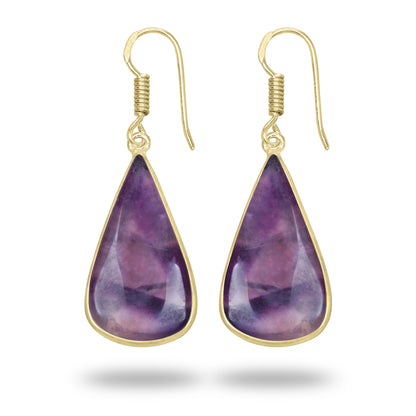 Amethyst Earrings – 18K Gold-Plated Bezel, Handmade Minimal Design | Made to Order