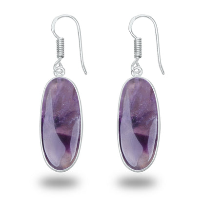 Amethyst Earrings - Minimalistic, Assorted Shapes, Wholesale, Silver-Overlay