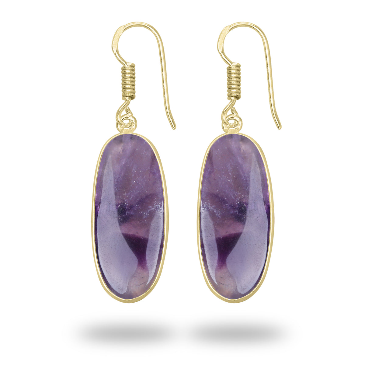 Amethyst Earrings – 18K Gold-Plated Bezel, Handmade Minimal Design | Made to Order