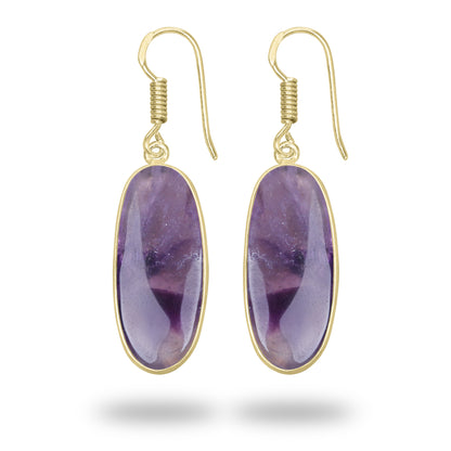 Amethyst Earrings – 18K Gold-Plated Bezel, Handmade Minimal Design | Made to Order