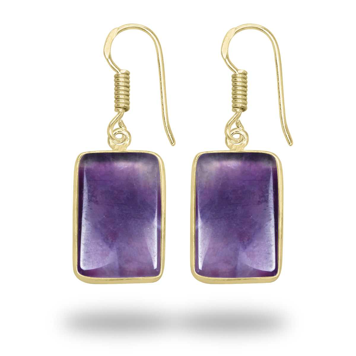 Amethyst Earrings – 18K Gold-Plated Bezel, Handmade Minimal Design | Made to Order