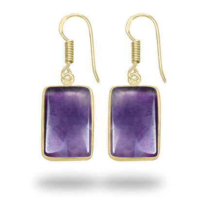 Amethyst Earrings – 18K Gold-Plated Bezel, Handmade Minimal Design | Made to Order