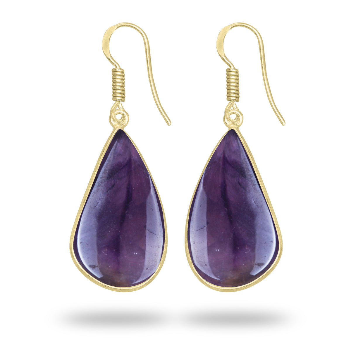 Amethyst Earrings – 18K Gold-Plated Bezel, Handmade Minimal Design | Made to Order