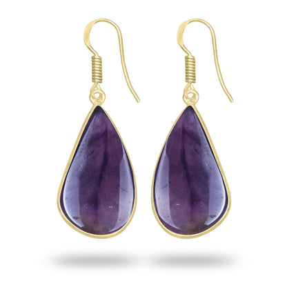 Amethyst Earrings – 18K Gold-Plated Bezel, Handmade Minimal Design | Made to Order
