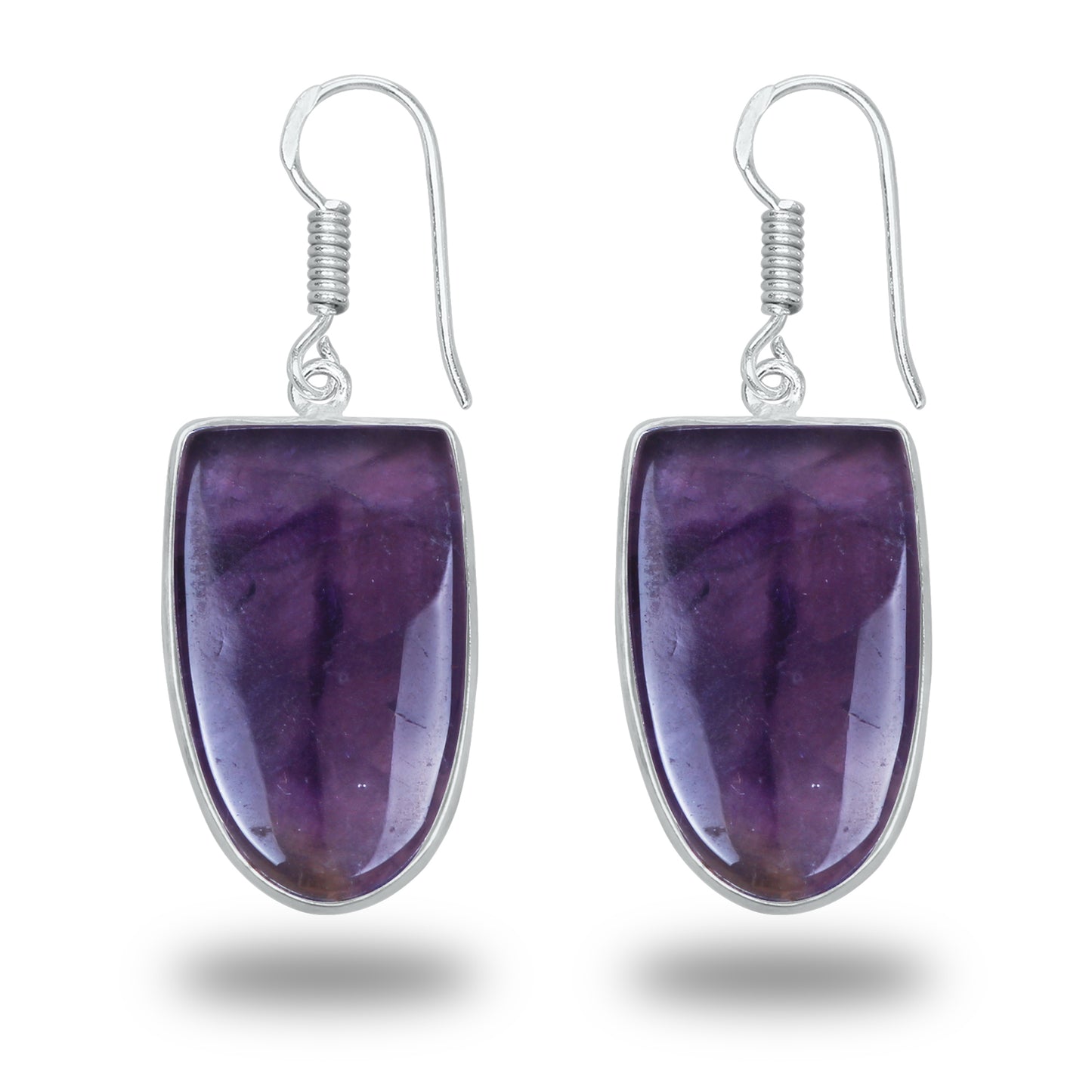 Amethyst Earrings - Minimalistic, Assorted Shapes, Wholesale, Silver-Overlay