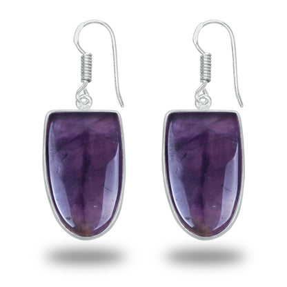 Amethyst Earrings - Minimalistic, Assorted Shapes, Wholesale, Silver-Overlay