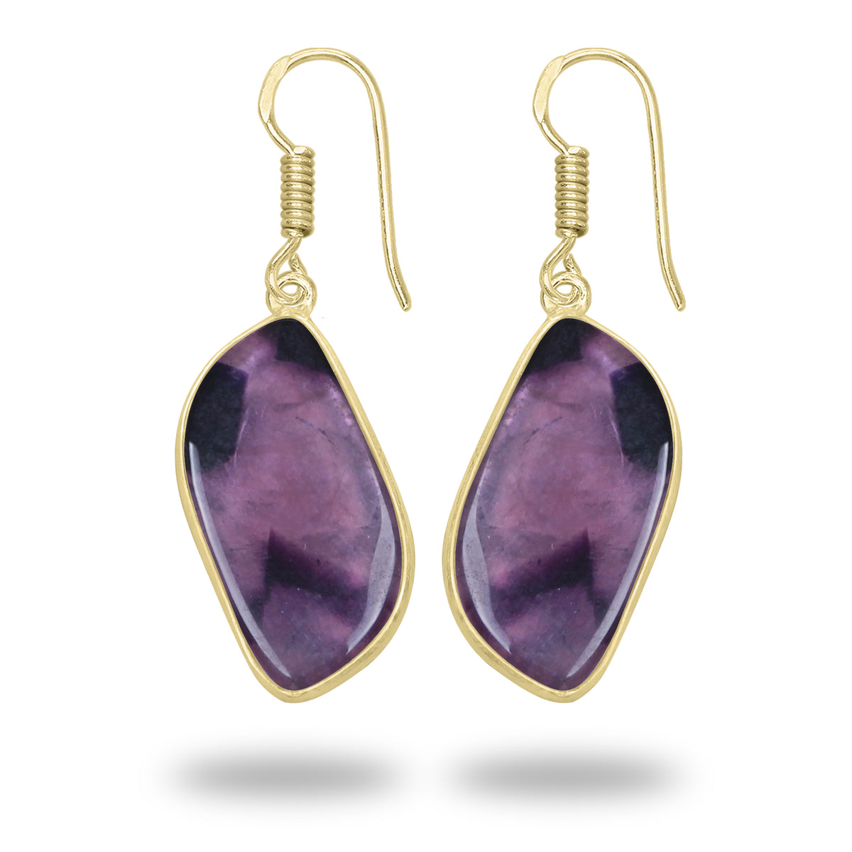 Amethyst Earrings – 18K Gold-Plated Bezel, Handmade Minimal Design | Made to Order