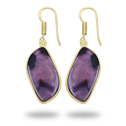 Amethyst Earrings – 18K Gold-Plated Bezel, Handmade Minimal Design | Made to Order