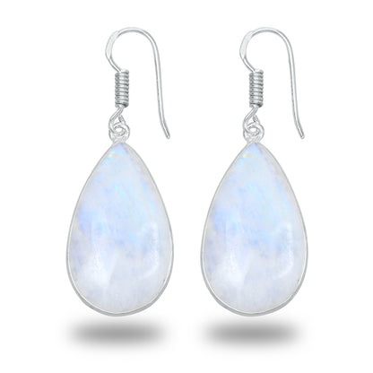 Rainbow Moonstone Earrings - Minimalist, Assorted Shapes, Wholesale, Silver-Overlay