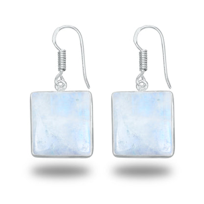 Rainbow Moonstone Earrings - Minimalist, Assorted Shapes, Wholesale, Silver-Overlay