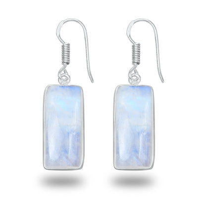 Rainbow Moonstone Earrings - Minimalist, Assorted Shapes, Wholesale, Silver-Overlay