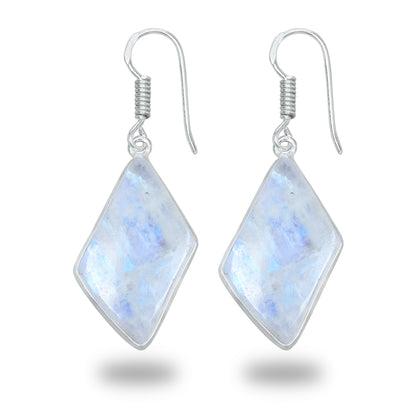 Rainbow Moonstone Earrings - Minimalist, Assorted Shapes, Wholesale, Silver-Overlay