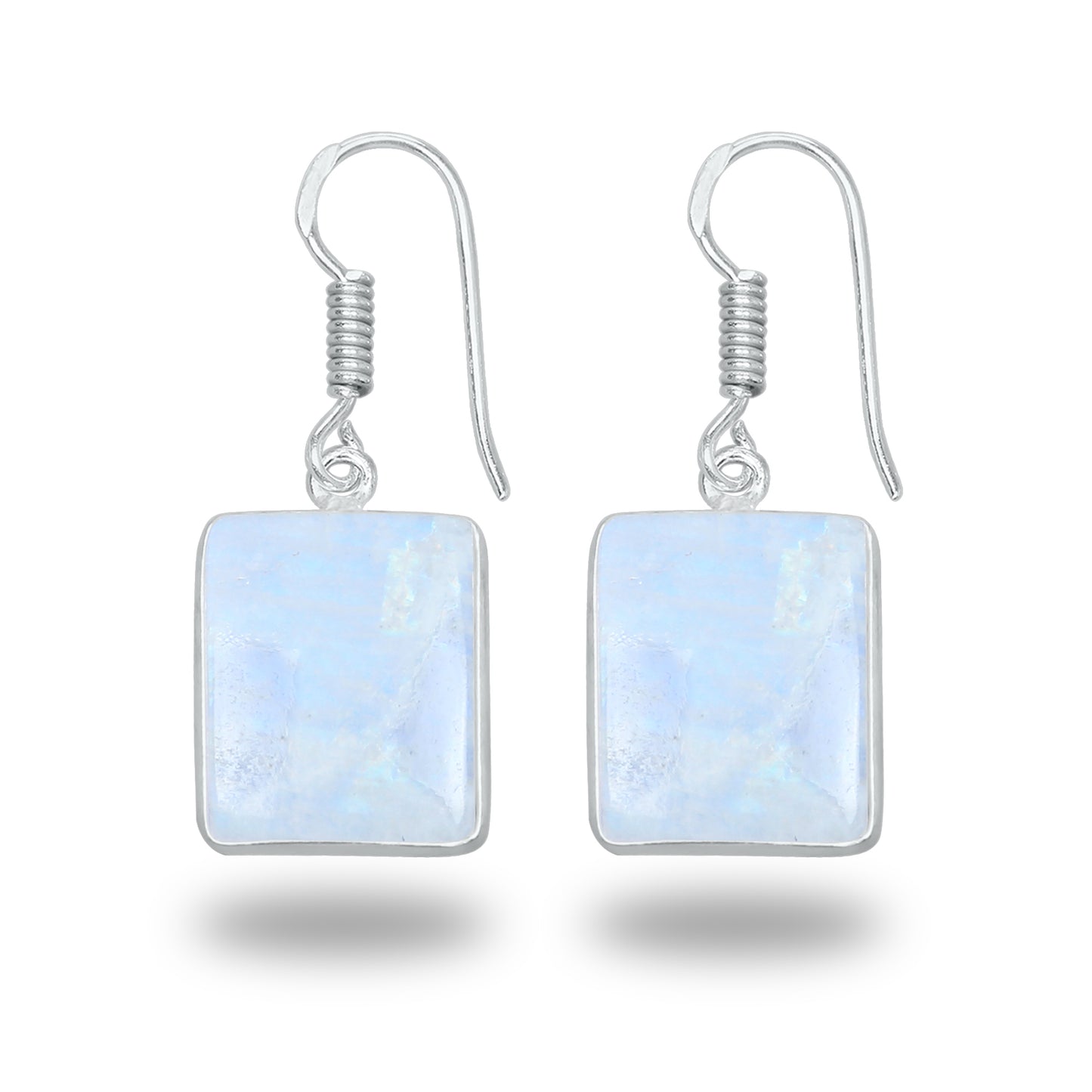 Rainbow Moonstone Earrings - Minimalist, Assorted Shapes, Wholesale, Silver-Overlay