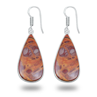Noreena Jasper Earrings – Silver-Plated, Handmade, Earthy Red-Mustard | Wholesale
