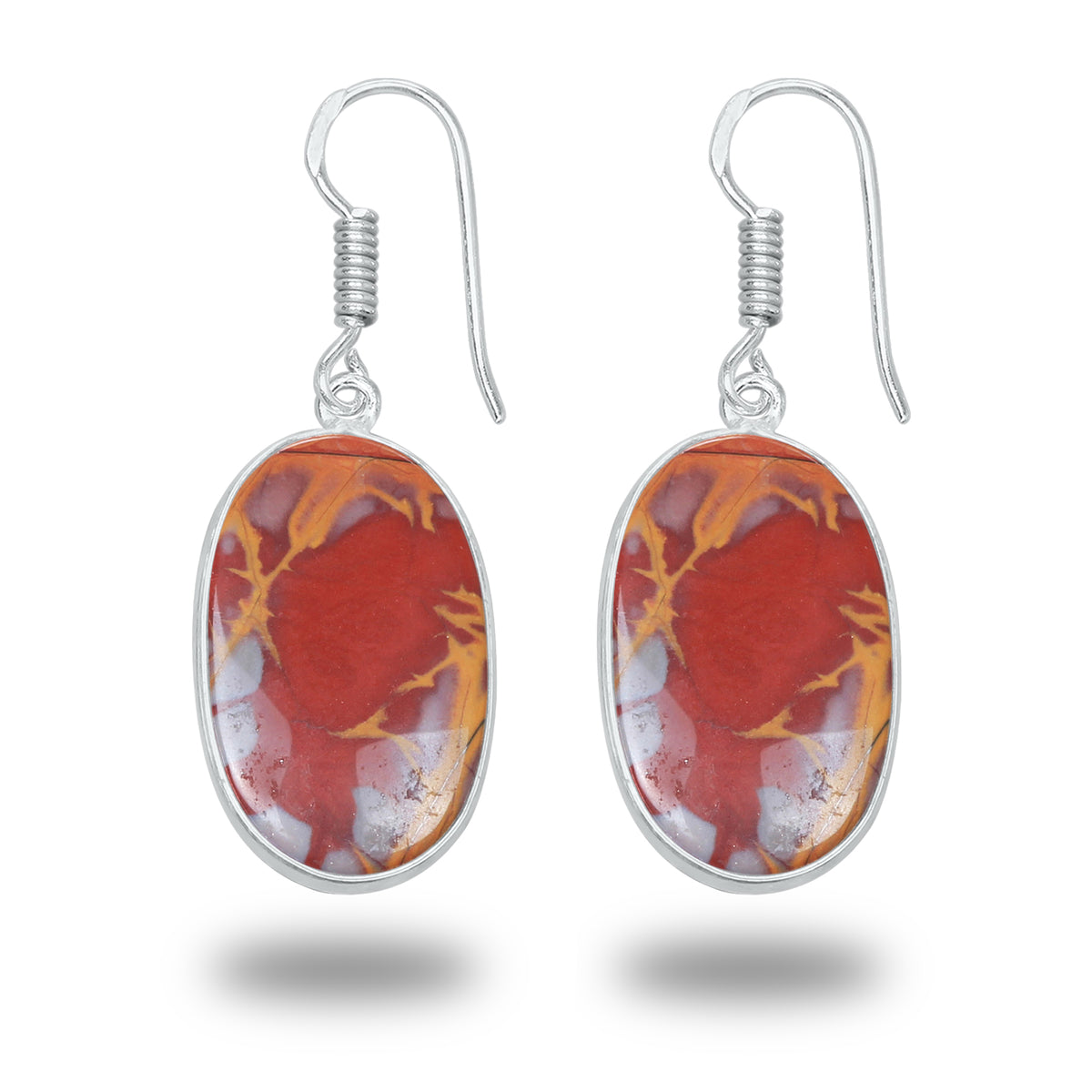 Noreena Jasper Earrings – Silver-Plated, Handmade, Earthy Red-Mustard | Wholesale