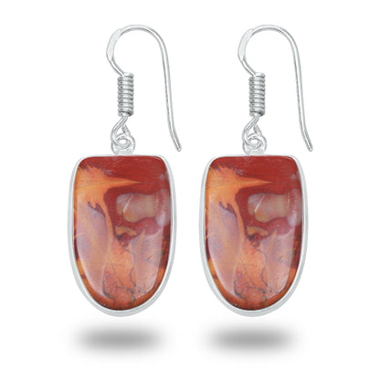 Noreena Jasper Earrings – Silver-Plated, Handmade, Earthy Red-Mustard | Wholesale