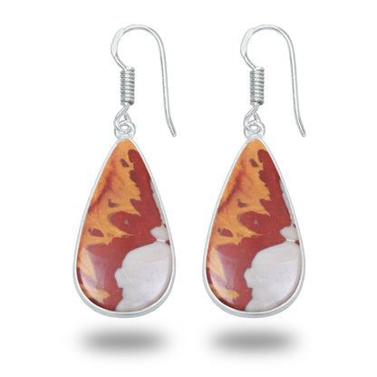 Noreena Jasper Earrings – Silver-Plated, Handmade, Earthy Red-Mustard | Wholesale