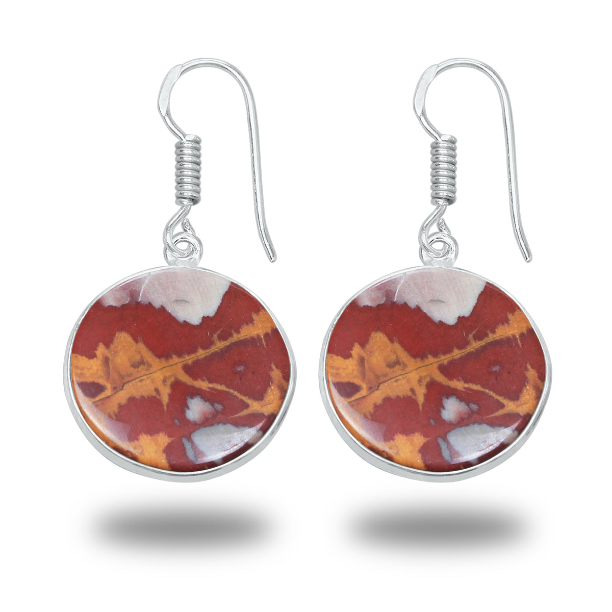 Noreena Jasper Earrings – Silver-Plated, Handmade, Earthy Red-Mustard | Wholesale