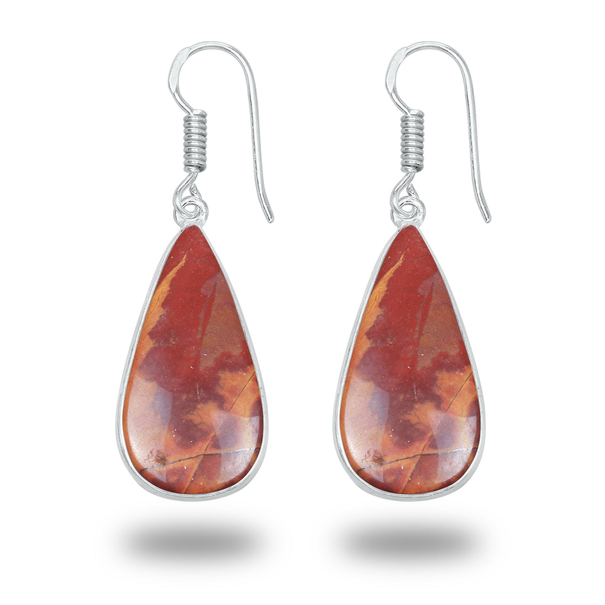Noreena Jasper Earrings – Silver-Plated, Handmade, Earthy Red-Mustard | Wholesale