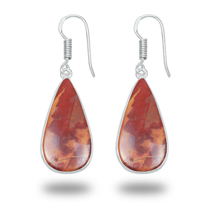 Noreena Jasper Earrings – Silver-Plated, Handmade, Earthy Red-Mustard | Wholesale