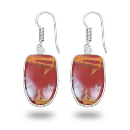 Noreena Jasper Earrings – Silver-Plated, Handmade, Earthy Red-Mustard | Wholesale