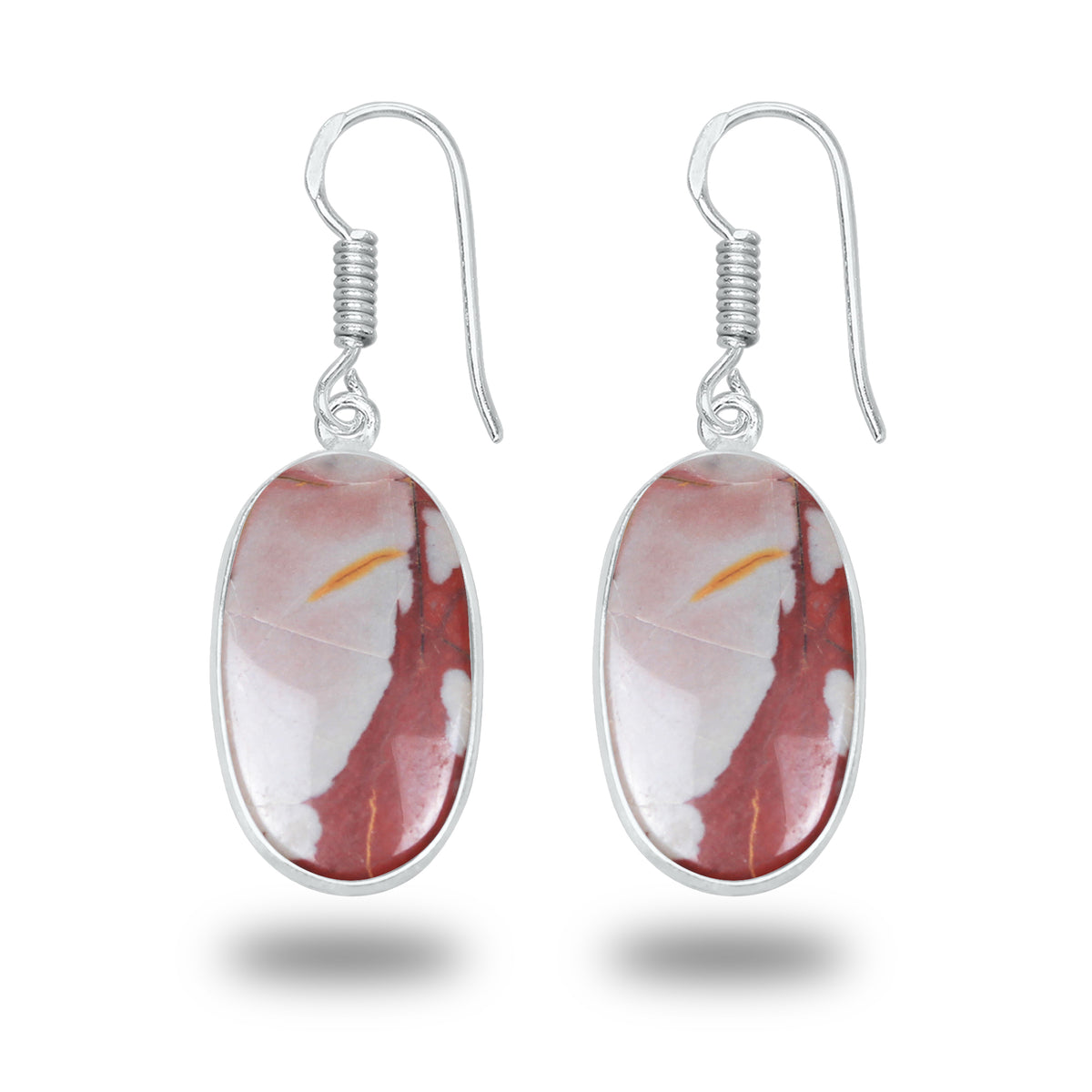 Noreena Jasper Earrings – Silver-Plated, Handmade, Earthy Red-Mustard | Wholesale