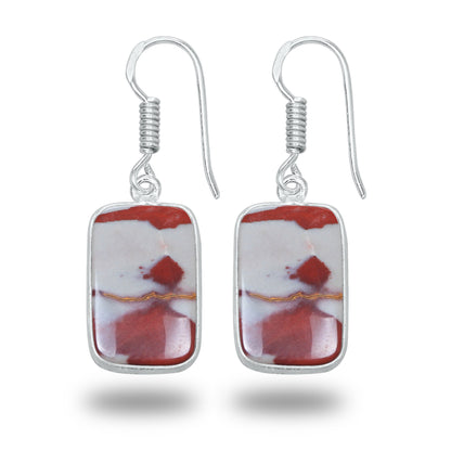 Noreena Jasper Earrings – Silver-Plated, Handmade, Earthy Red-Mustard | Wholesale