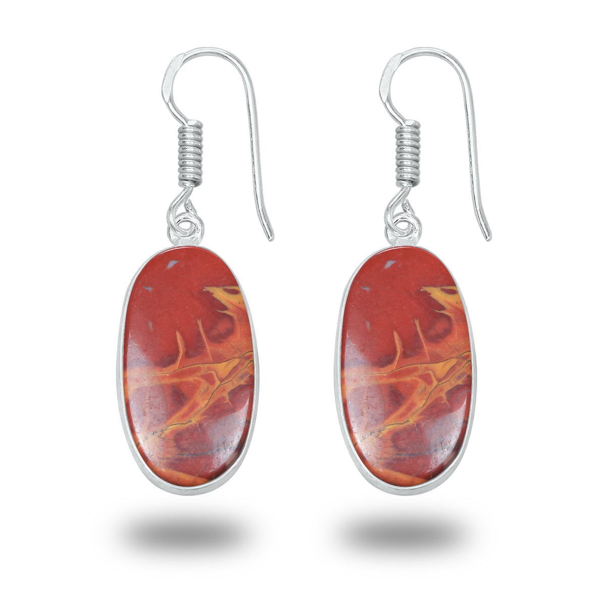 Noreena Jasper Earrings – Silver-Plated, Handmade, Earthy Red-Mustard | Wholesale