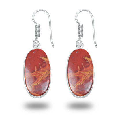 Noreena Jasper Earrings – Silver-Plated, Handmade, Earthy Red-Mustard | Wholesale