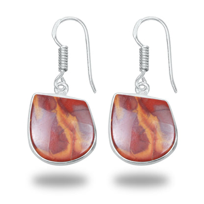 Noreena Jasper Earrings – Silver-Plated, Handmade, Earthy Red-Mustard | Wholesale