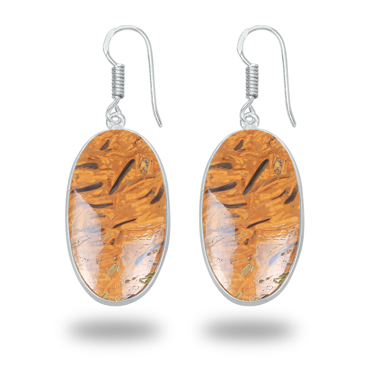 Boucles d'oreilles en pierre de calligraphie (jaspe Mariam) – Minimalistes, plaquées argent | Vente en gros