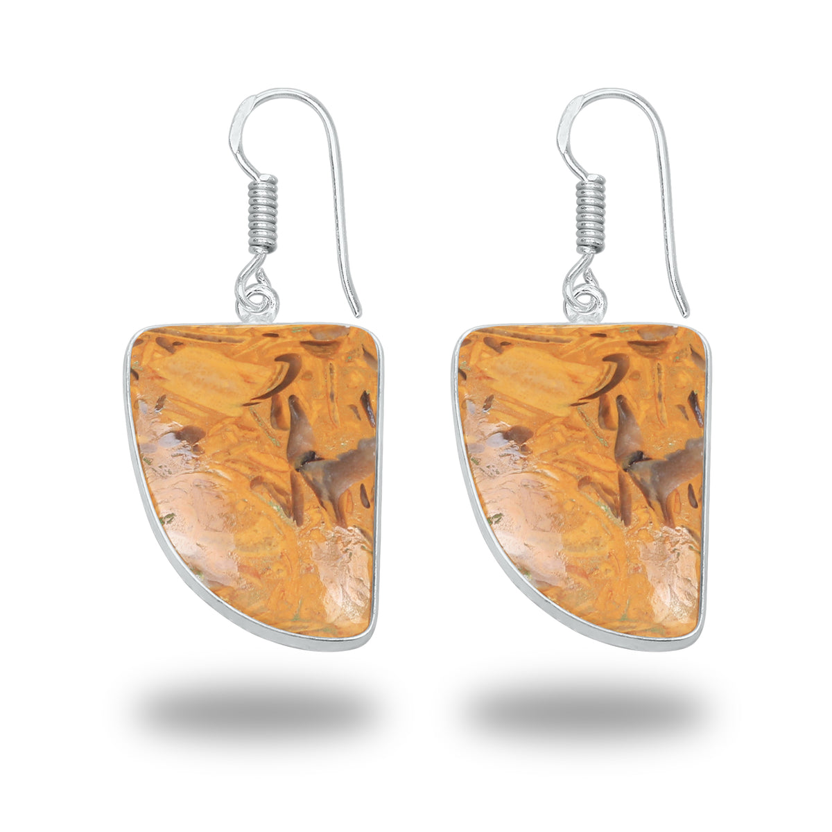 Boucles d'oreilles en pierre de calligraphie (jaspe Mariam) – Minimalistes, plaquées argent | Vente en gros