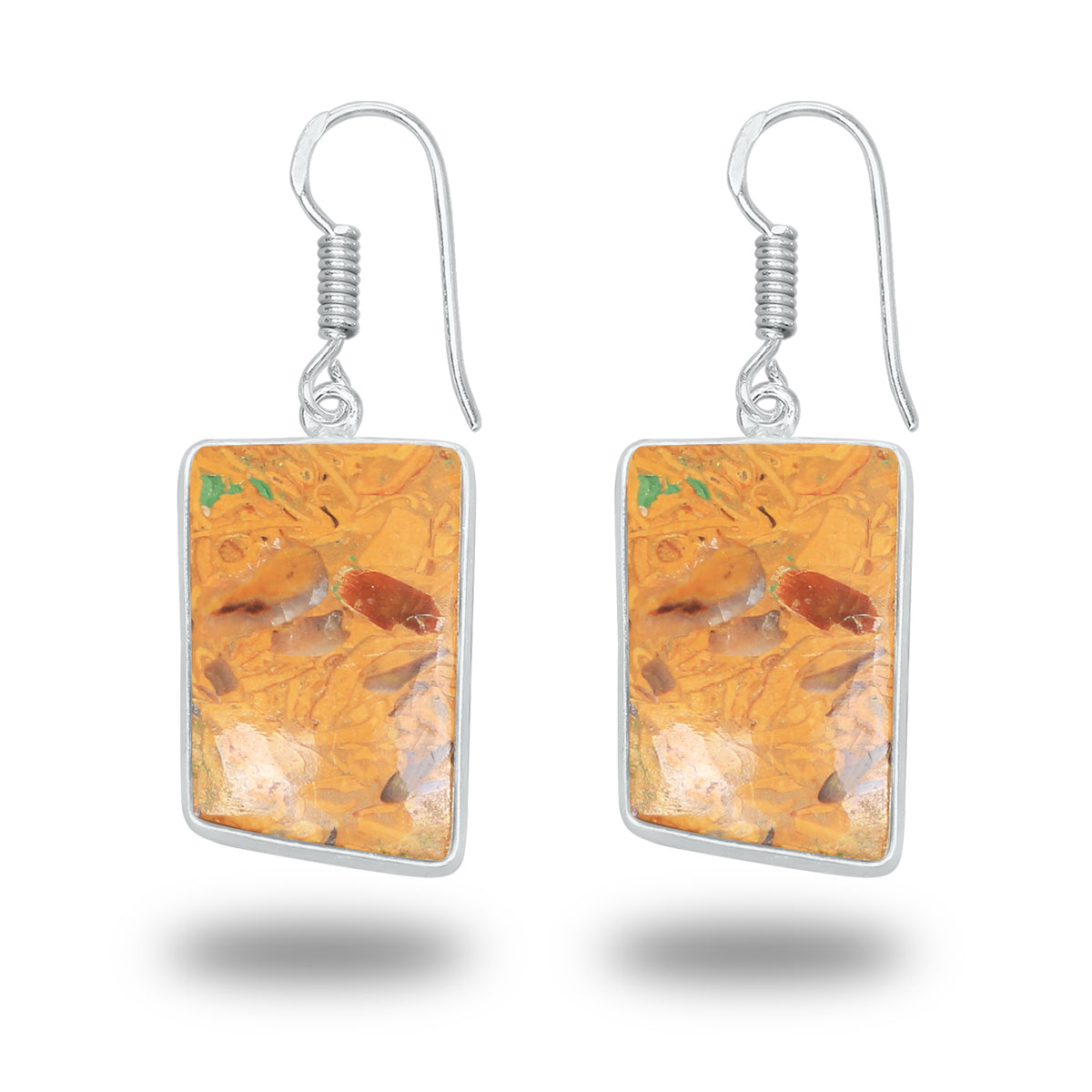 Boucles d'oreilles en pierre de calligraphie (jaspe Mariam) – Minimalistes, plaquées argent | Vente en gros