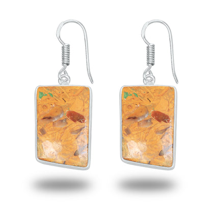 Boucles d'oreilles en pierre de calligraphie (jaspe Mariam) – Minimalistes, plaquées argent | Vente en gros