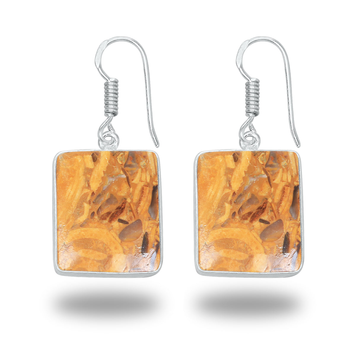 Boucles d'oreilles en pierre de calligraphie (jaspe Mariam) – Minimalistes, plaquées argent | Vente en gros