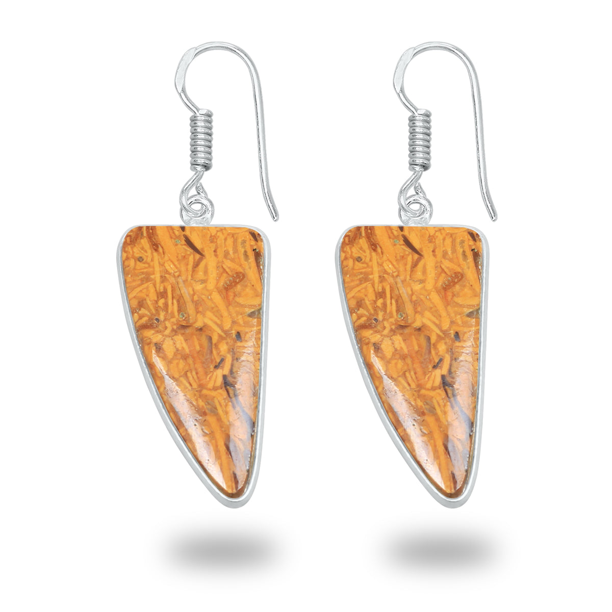 Boucles d'oreilles en pierre de calligraphie (jaspe Mariam) – Minimalistes, plaquées argent | Vente en gros