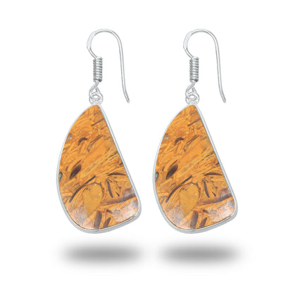 Boucles d'oreilles en pierre de calligraphie (jaspe Mariam) – Minimalistes, plaquées argent | Vente en gros