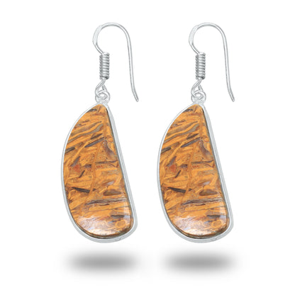 Boucles d'oreilles en pierre de calligraphie (jaspe Mariam) – Minimalistes, plaquées argent | Vente en gros
