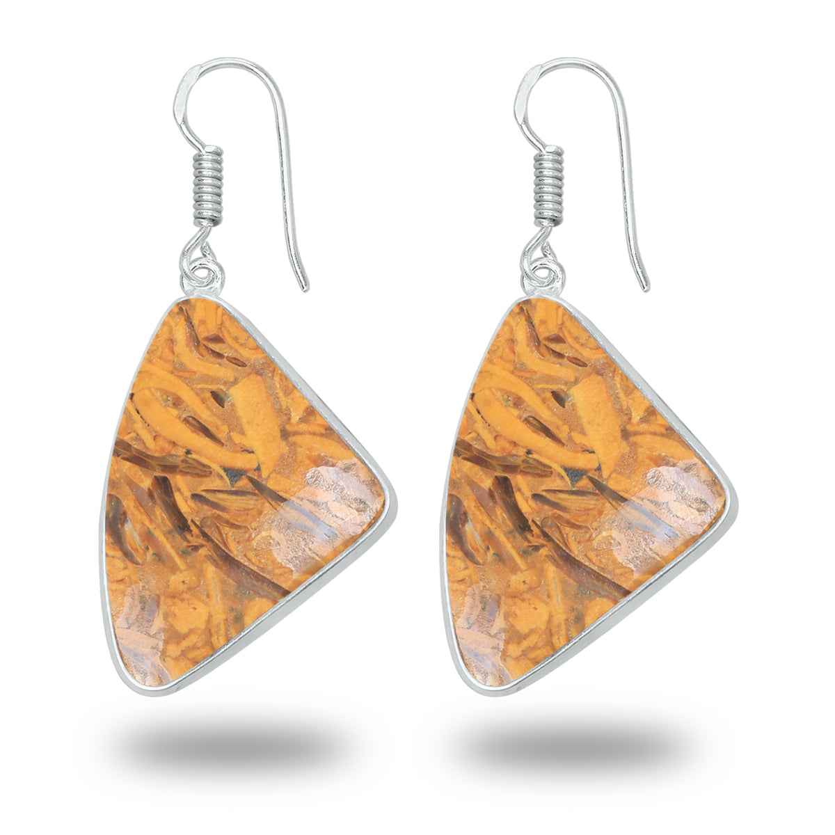 Boucles d'oreilles en pierre de calligraphie (jaspe Mariam) – Minimalistes, plaquées argent | Vente en gros