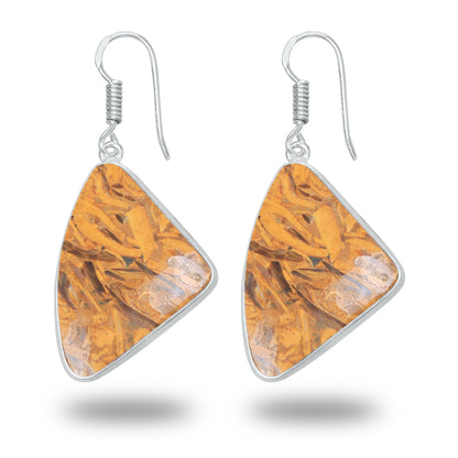Boucles d'oreilles en pierre de calligraphie (jaspe Mariam) – Minimalistes, plaquées argent | Vente en gros