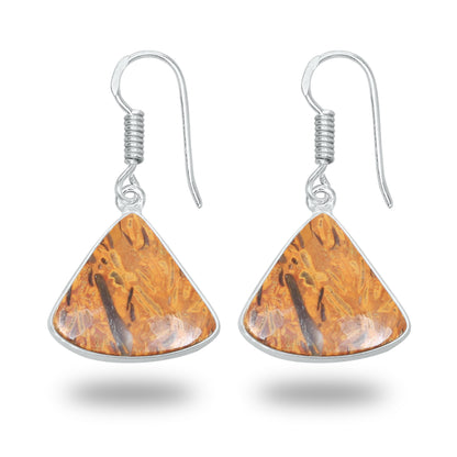 Boucles d'oreilles en pierre de calligraphie (jaspe Mariam) – Minimalistes, plaquées argent | Vente en gros