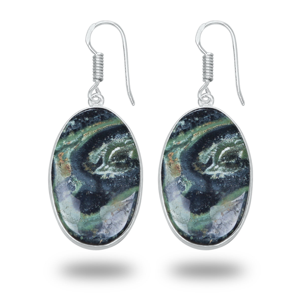 Star Galaxy Jasper Earrings – Silver-Plated, Handmade, Cosmic Pattern | Wholesale