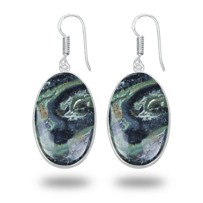 Star Galaxy Jasper Earrings – Silver-Plated, Handmade, Cosmic Pattern | Wholesale